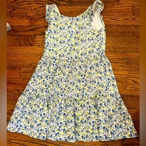 Girls Polo Ralph Lauren blue white floral dress w lace edging-Size M-like new